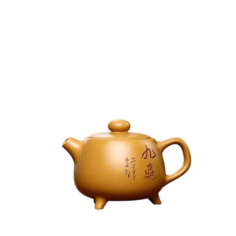 Yixing famous hand-made zishahu raw ore section mud three-legged Jiuding pot