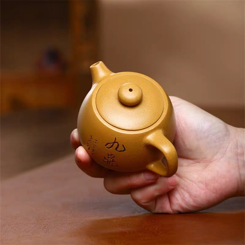 Yixing famous hand-made zishahu raw ore section mud three-legged Jiuding pot