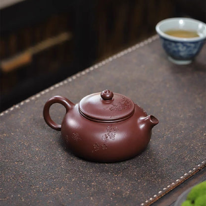 Yixing zisha pot raw ore purple vermicelli handmade applique plum blossom Hanjiang pot