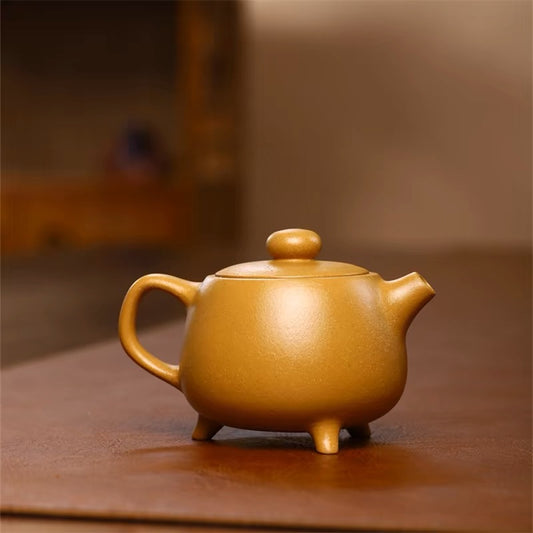Yixing famous hand-made zishahu raw ore section mud three-legged Jiuding pot