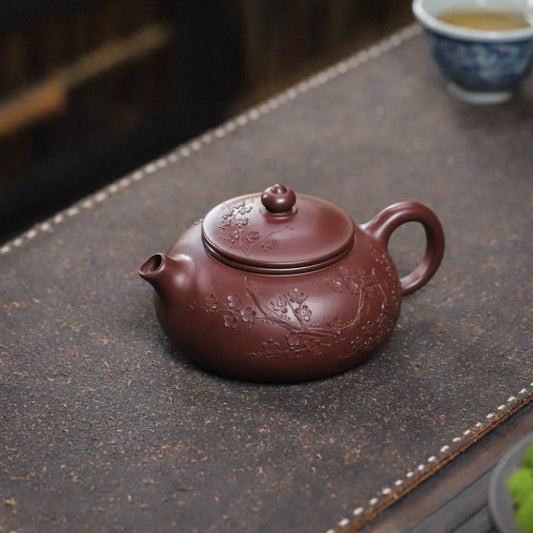 Yixing zisha pot raw ore purple vermicelli handmade applique plum blossom Hanjiang pot