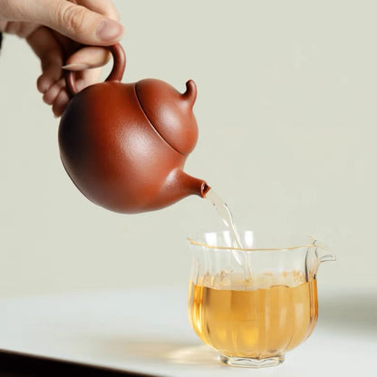 Yixing red porcelain Zhu ni small eggplant teapot