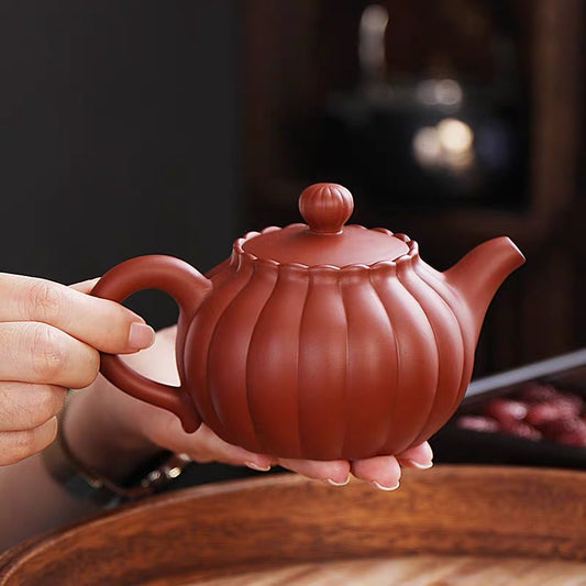 Yixing teapot, pumpkin pot, can be lifted and rotated